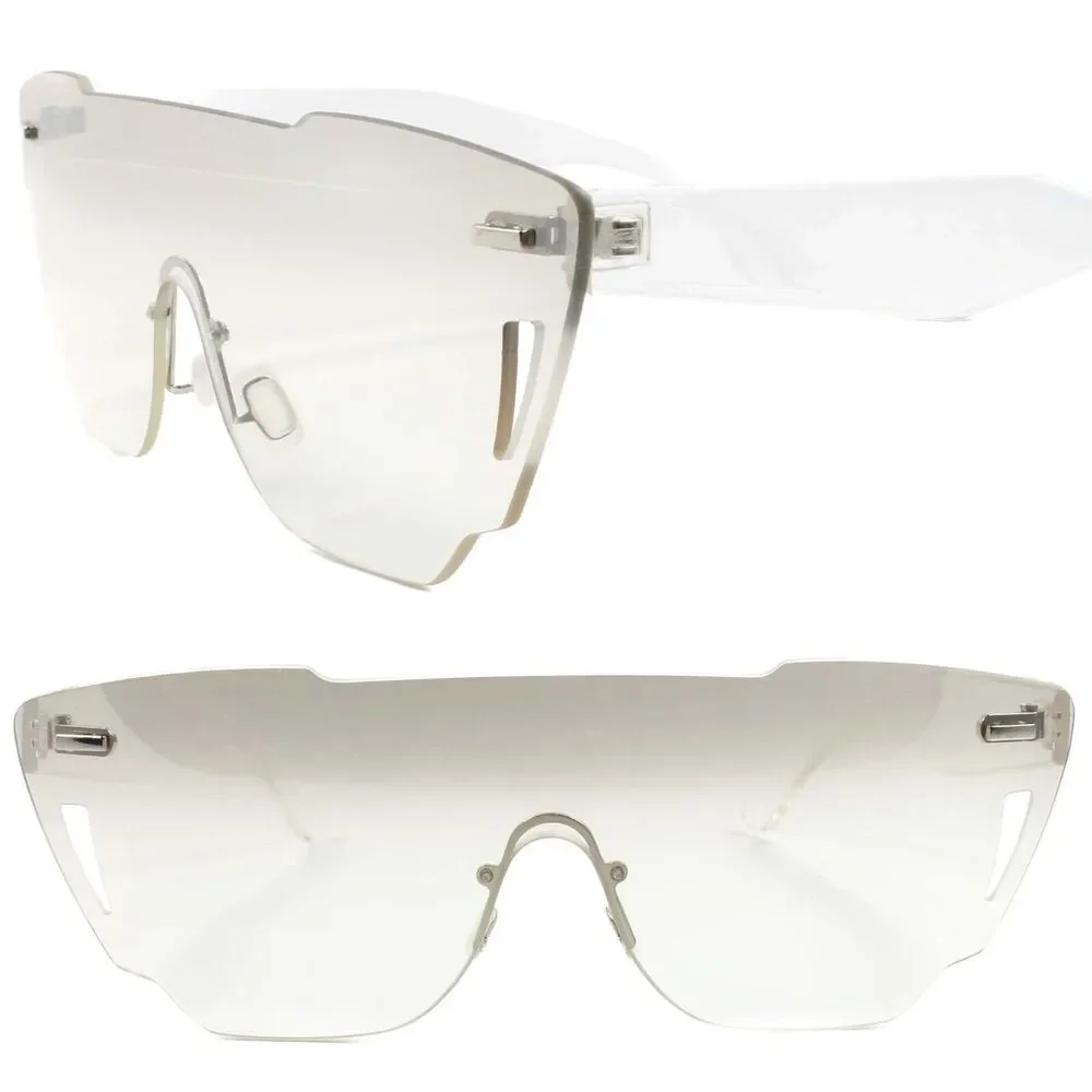 Slick Retro Futuristic Mens Womens One Piece Clear w/ Tinted Lens Sunglasses